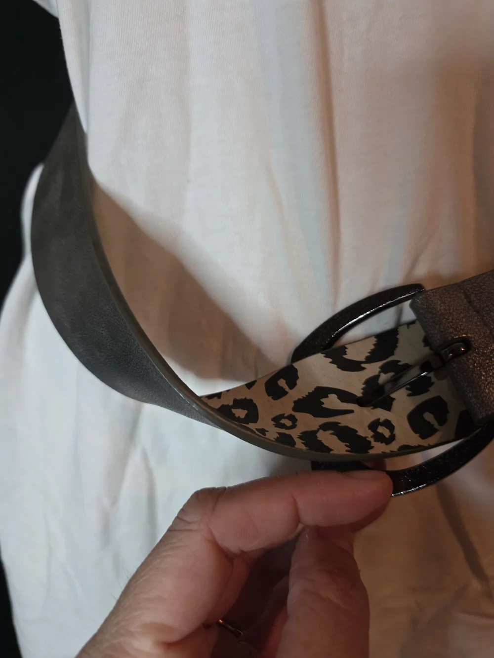 Betsey Johnson Medium Animal Print inside Metallic Gold Belt